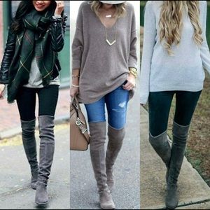 Thigh high suede boots